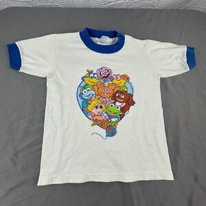 Vintage 1985 Muppet Babies Kids MEDIUM T Shirt Jim Henson Made USA Blue Ringer